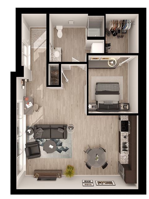 Anthem PDX 1 Bedroom Live / Work Floor Plan